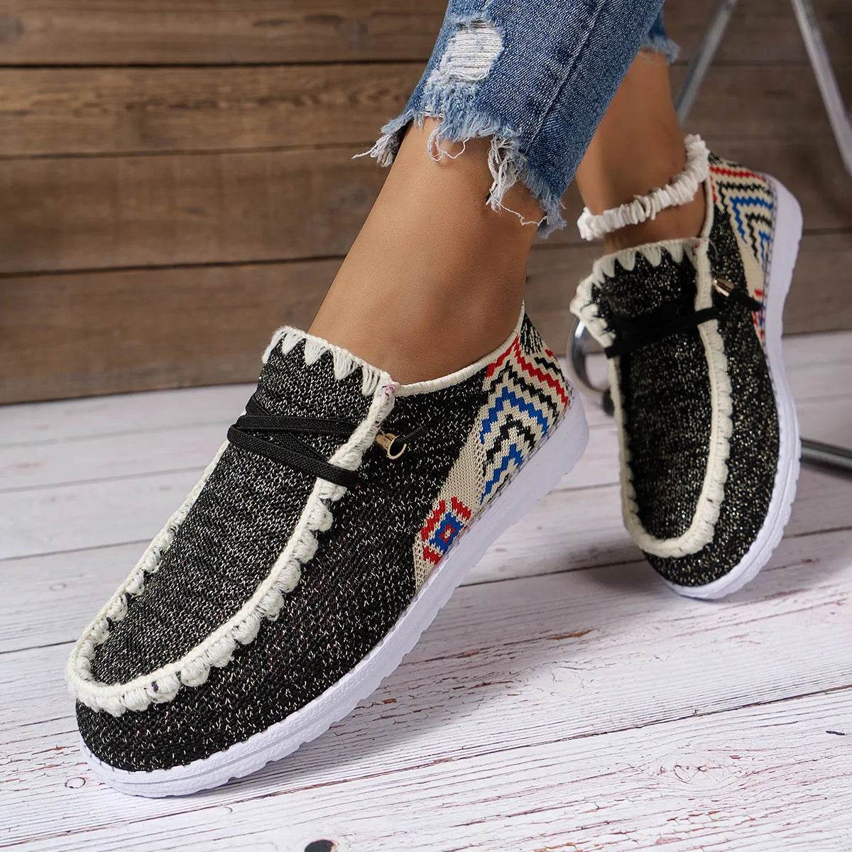 Round Toe Flats Sneakers - Tredona LLC