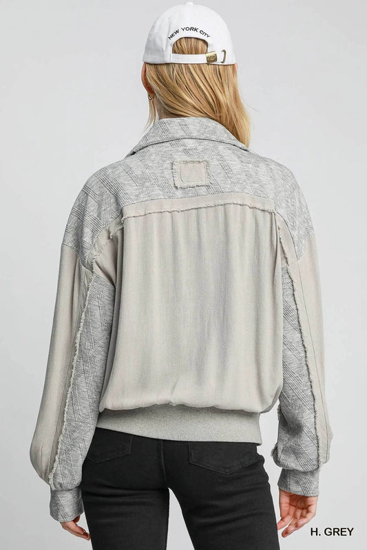 Umgee Two-Way Jacquard Zip-Up Jacket - Tredona LLC