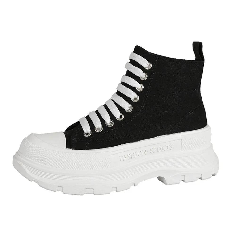 Lace Up Canvas Platform Sneakers - Tredona LLC