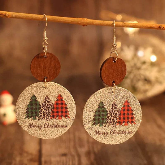 PU Leather Christmas Tree Earrings - Tredona LLC