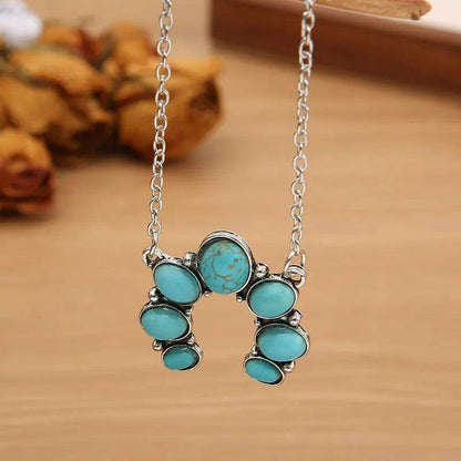 Artificial Turquoise Alloy Pendant Necklace - Tredona LLC
