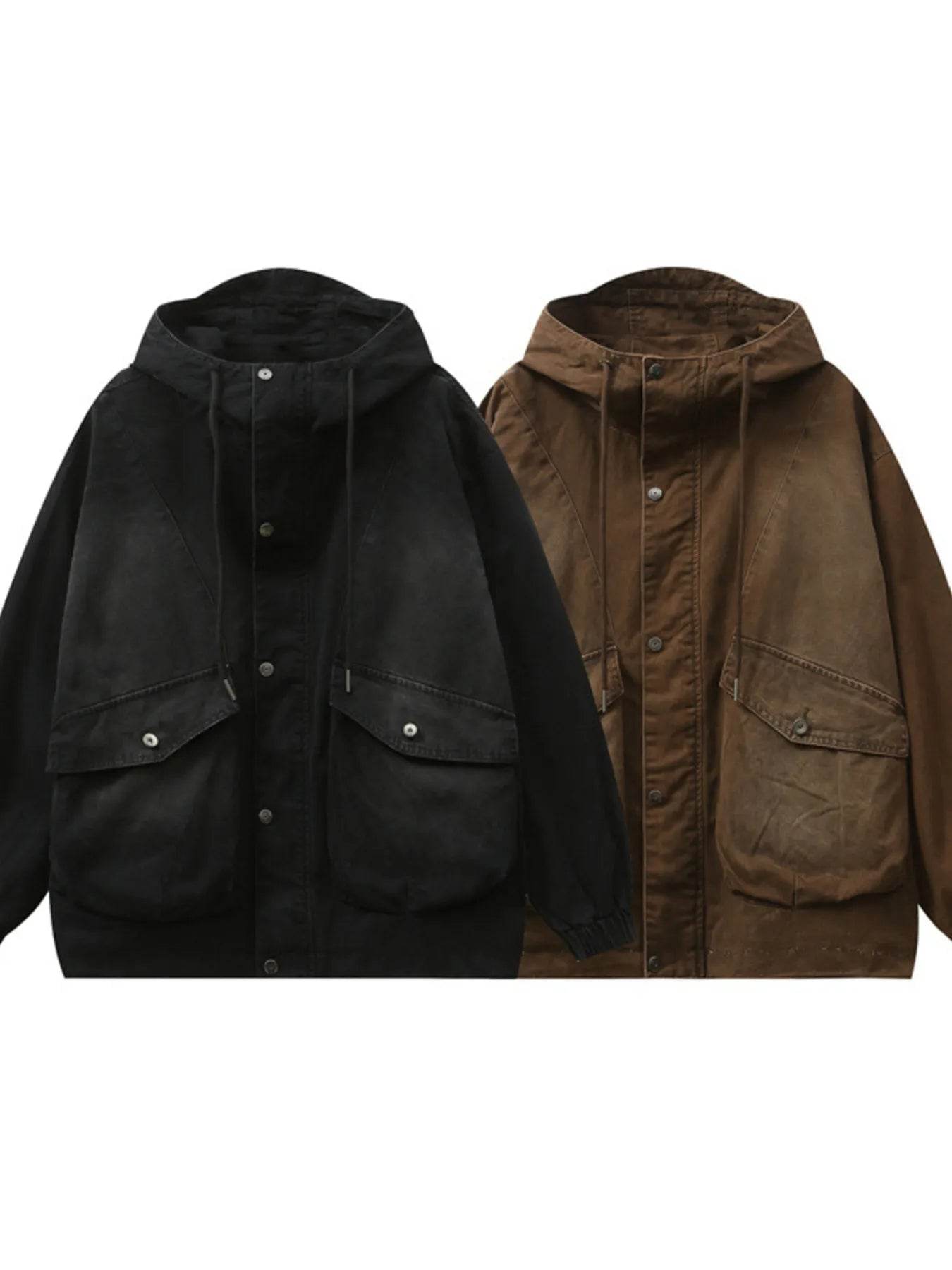 Men's Plus Size Drawstring Long Sleeve Jacket - Tredona LLC