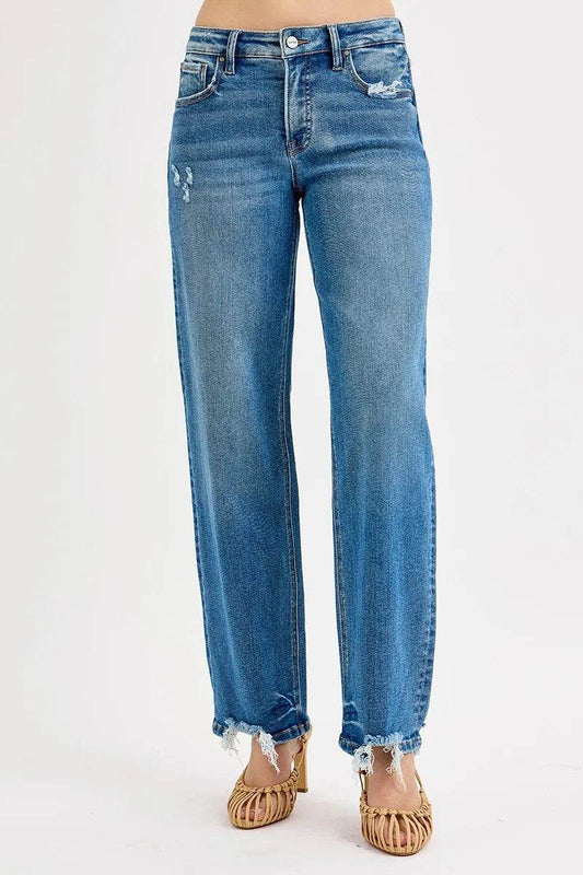 RISEN Full Size Mid Rise Baggy Jeans Plus Size - Tredona LLC