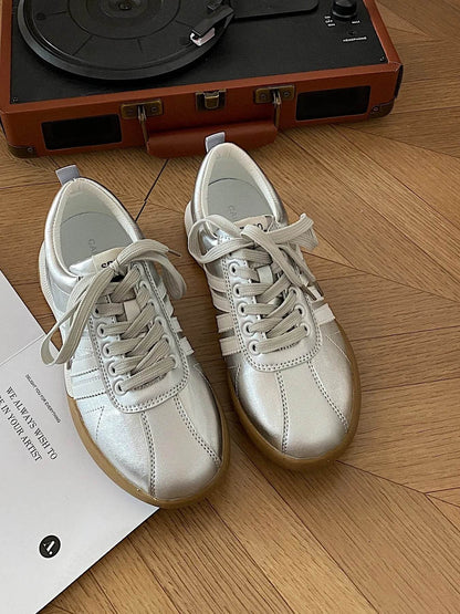 Striped Lace Up Sneakers - Tredona LLC