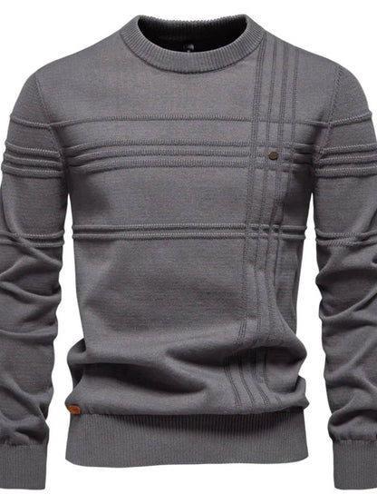 Men's Round Neck Striped Sweater - Tredona LLC