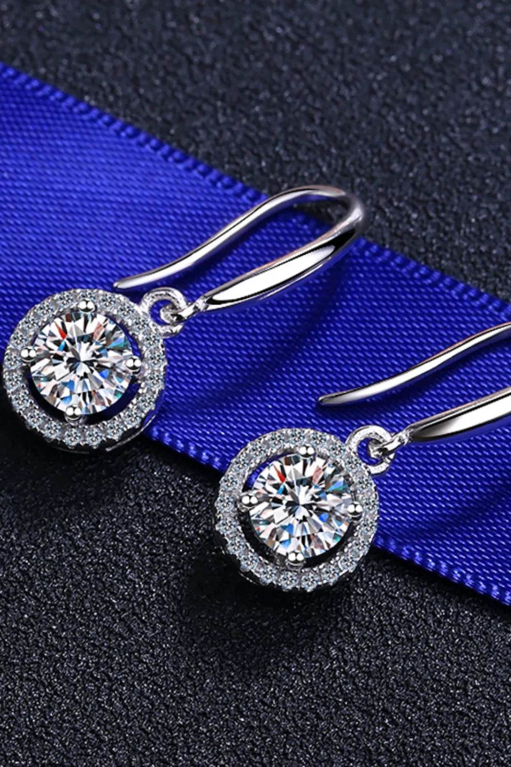 1 Carat Moissanite 925 Sterling Silver Drop Earrings - Tredona LLC