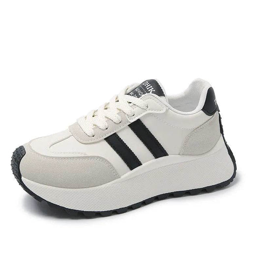 Side Striped Lace Up Platform Athletic Sneakers - Tredona LLC