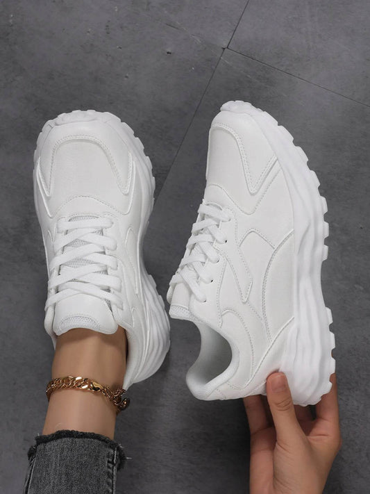 Round Toe Lace Up Sneakers - Tredona LLC