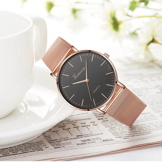 Fashion Casual Watches Womens Men GENEVA Womens Classic Quartz Stainless Steel Wrist Watch Bracelet Watches - Tredona LLC
