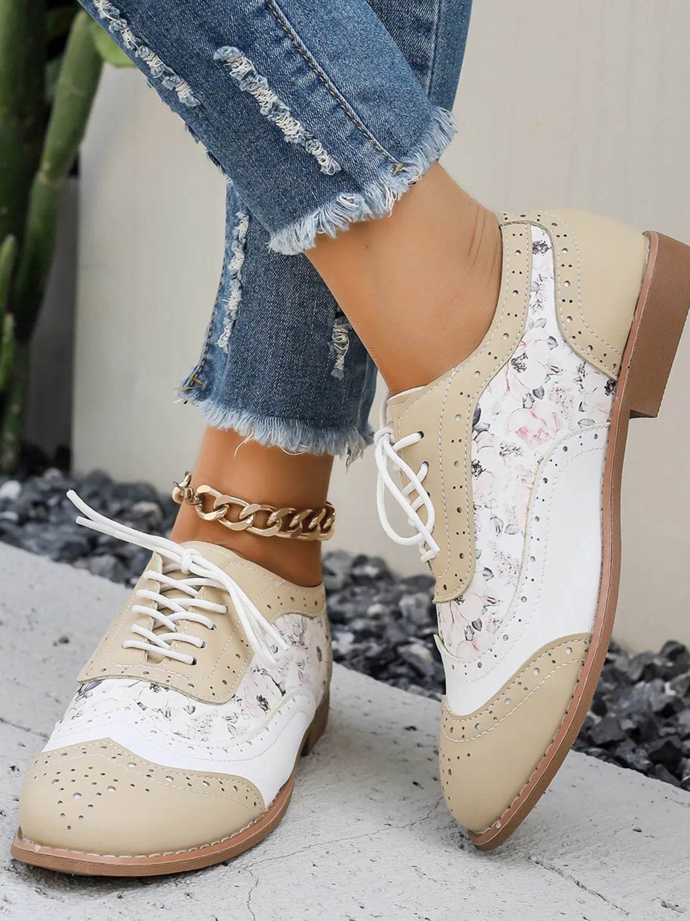 Lace-Up Detail Round Toe Sneakers - Tredona LLC