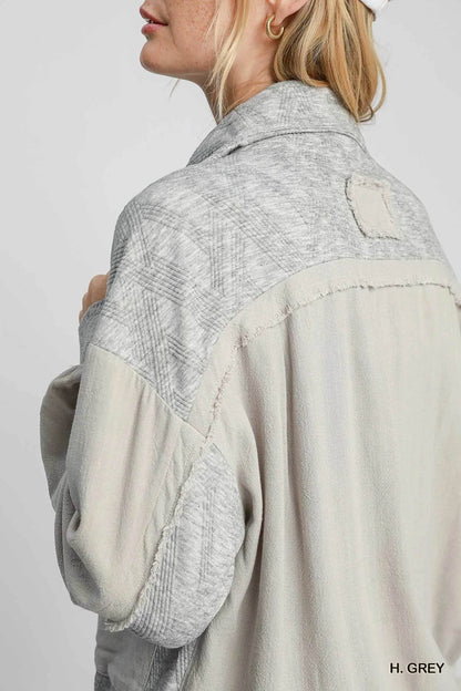 Umgee Two-Way Jacquard Zip-Up Jacket - Tredona LLC
