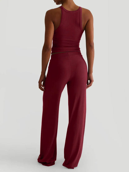 Scoop Neck Tank and Pants Set - Tredona LLC