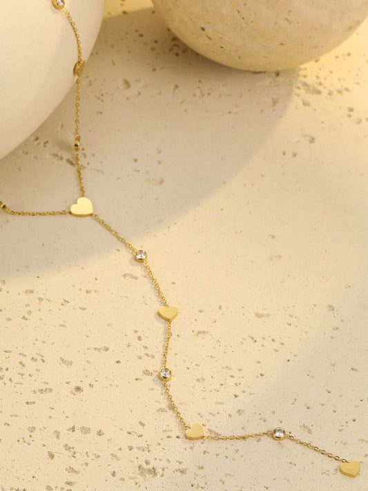 18K Gold-Plated Heart Zircon Necklace - Tredona LLC