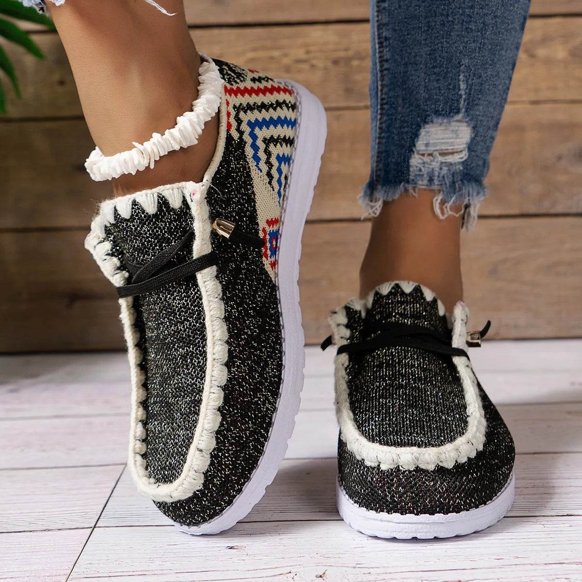 Round Toe Flats Sneakers - Tredona LLC