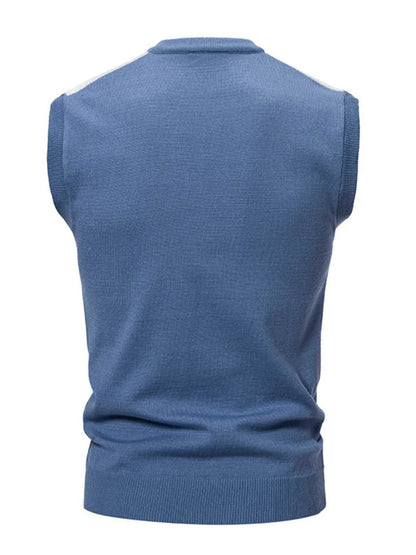Men's Plus Size Diamond Pattern V-Neck Sweater Vest - Tredona LLC