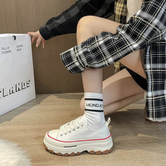 Round Toe Platform Canvas Sneakers - Tredona LLC