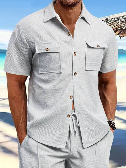Men's Full Size Button Down Short Sleeve Shirt Plus Size - Tredona LLC