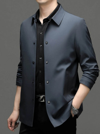Men's Plus Size Button Up Long Sleeve Jacket - Tredona LLC