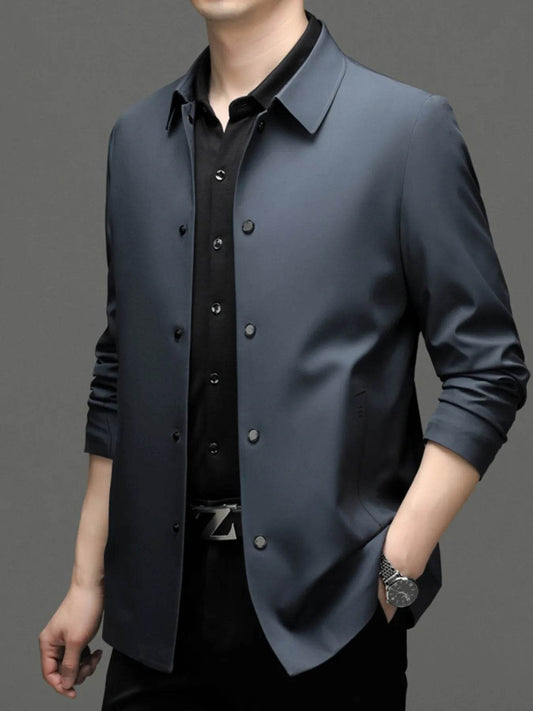 Men's Plus Size Button Up Long Sleeve Jacket - Tredona LLC