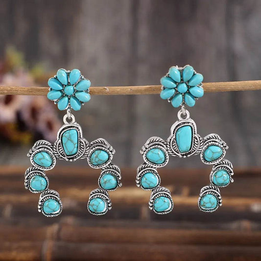 Artificial Turquoise Alloy Dangle Earrings - Tredona LLC