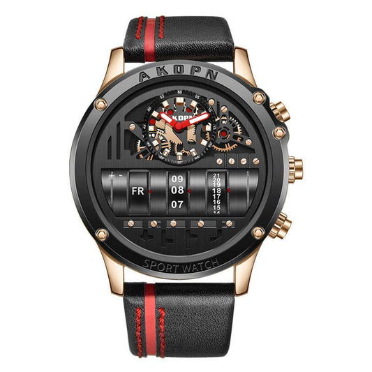 Uniquex Men Wrist Watches Leather Black Silver Creative - Tredona LLC