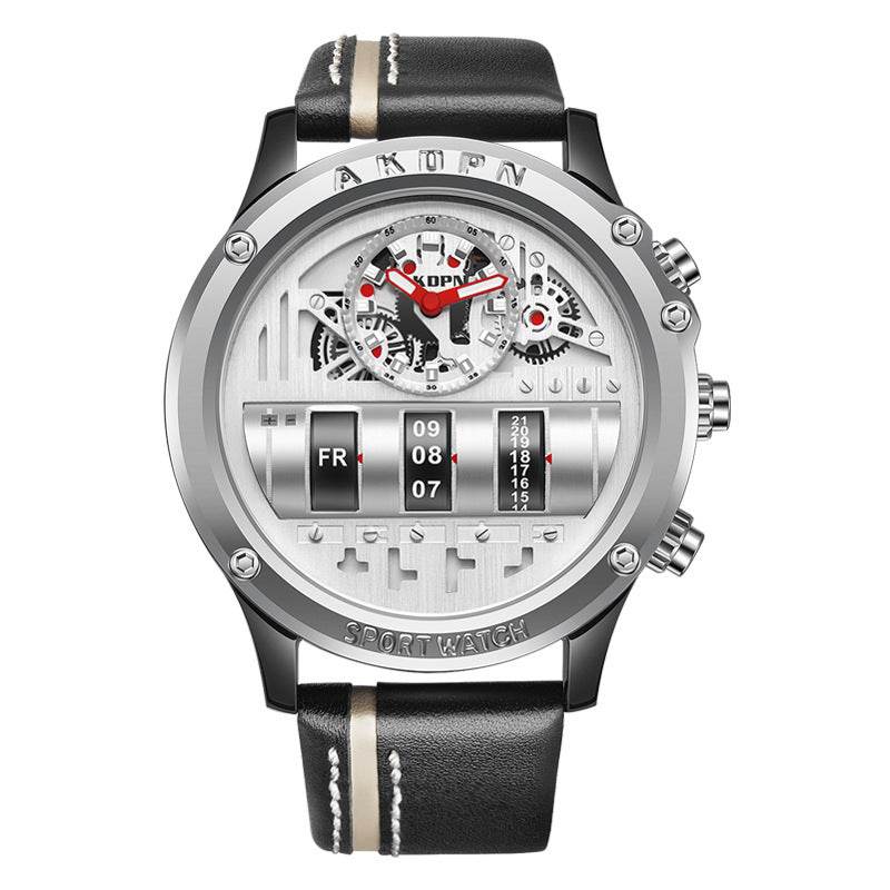 Uniquex Men Wrist Watches Leather Black Silver Creative - Tredona LLC