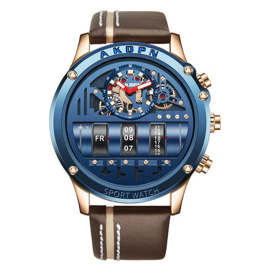 Uniquex Men Wrist Watches Leather Black Silver Creative - Tredona LLC