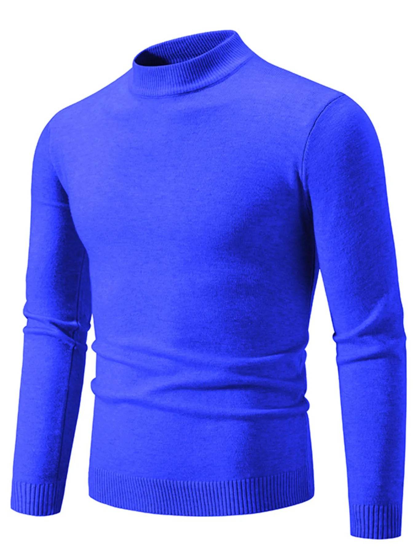Men's Plus Size Ribbed Hem Mock Neck Long Sleeve Sweater - Tredona LLC