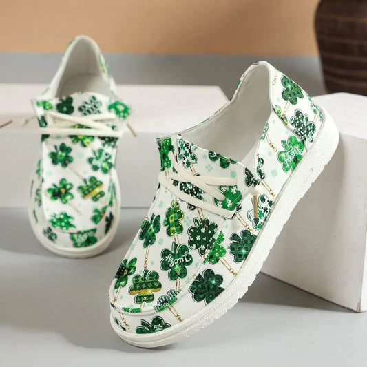 Lucky Clover Print Canvas Sneakers - Tredona LLC