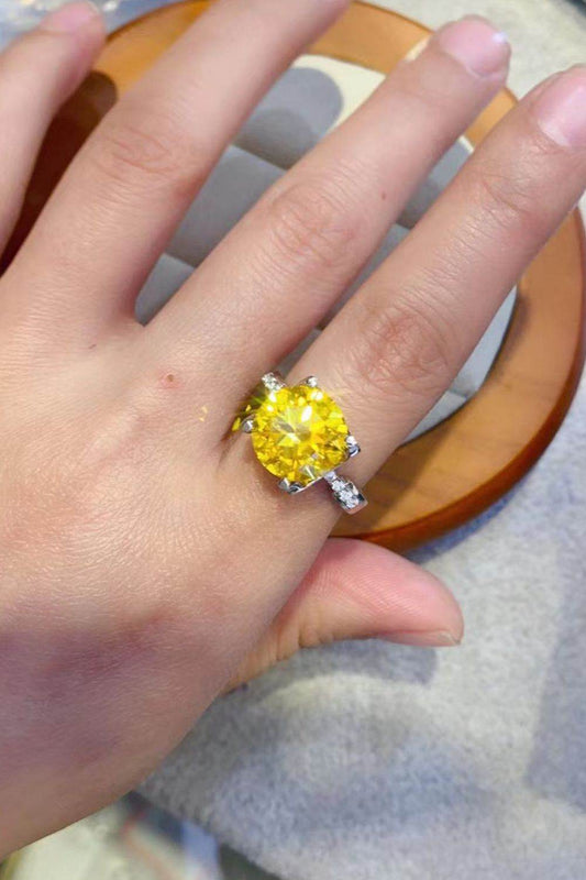 5 Carat Moissanite 925 Sterling Silver Ring in Banana Yellow - Tredona LLC