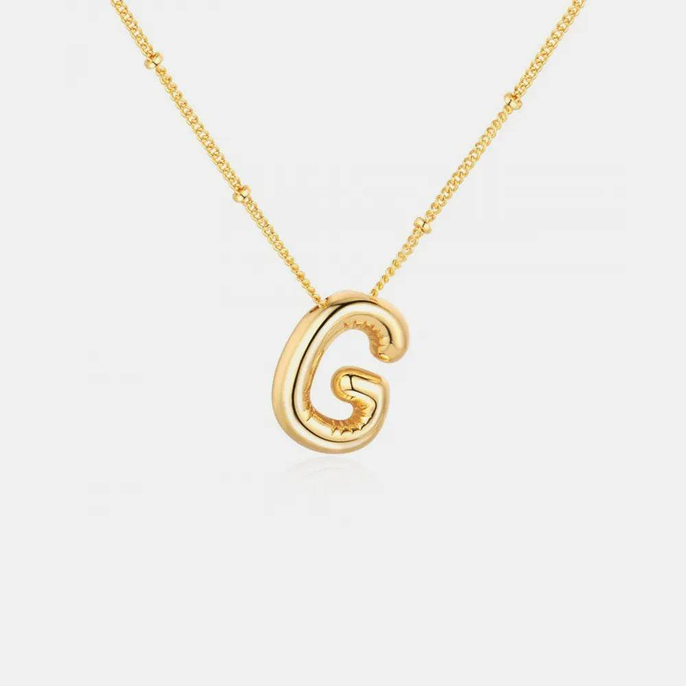 Gold-Plated Bubble Initial Necklace - Tredona LLC
