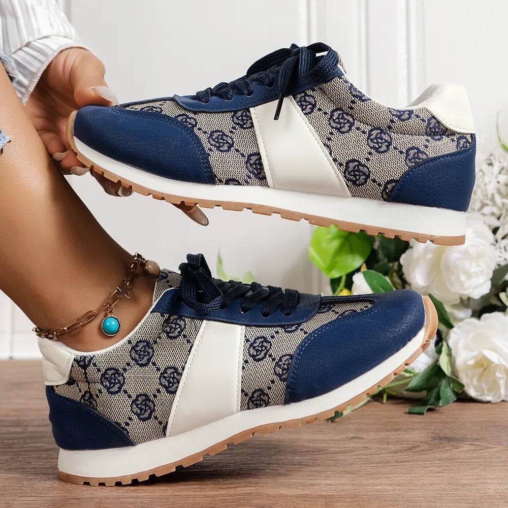 Floral Round Toe Flat Sneakers - Tredona LLC