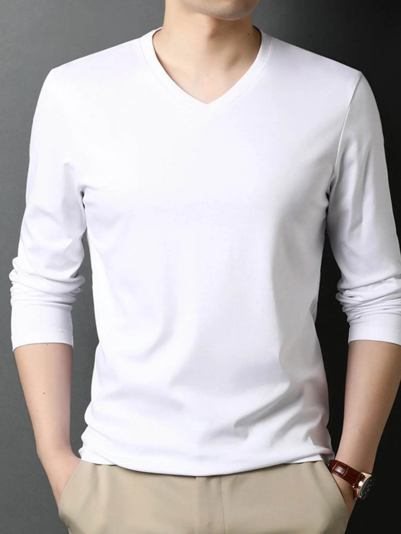 Men's V-Neck Long Sleeve T-Shirt - Tredona LLC