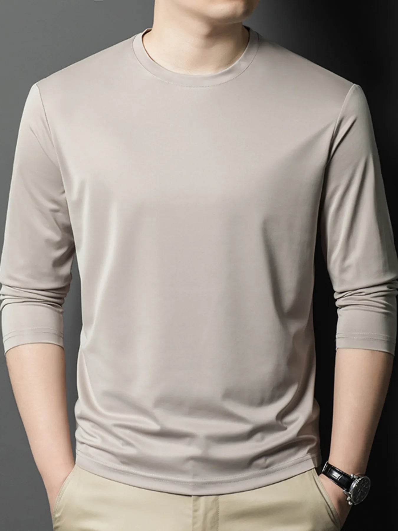 Men's Plus Size Round Neck Long Sleeve T-Shirt - Tredona LLC