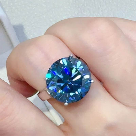 10 Carat 925 Sterling Silver Moissanite Ring - Tredona LLC