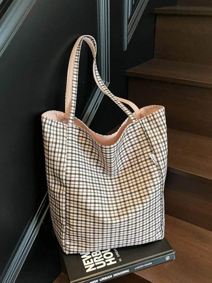 Plaid Pattern Tote Bag - Tredona LLC