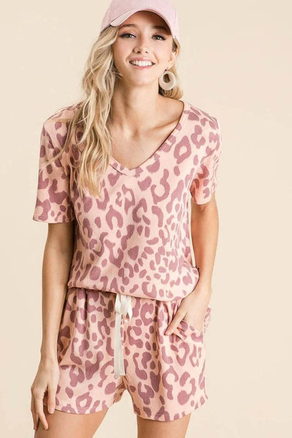 BiBi Leopard Shorts with Twill Tape Drawstring - Tredona LLC