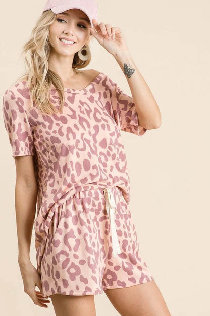BiBi Leopard Shorts with Twill Tape Drawstring - Tredona LLC
