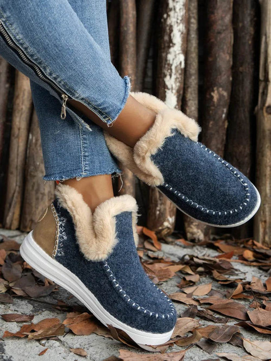 Furry Suede Round Toe Flat Sneakers - Tredona LLC