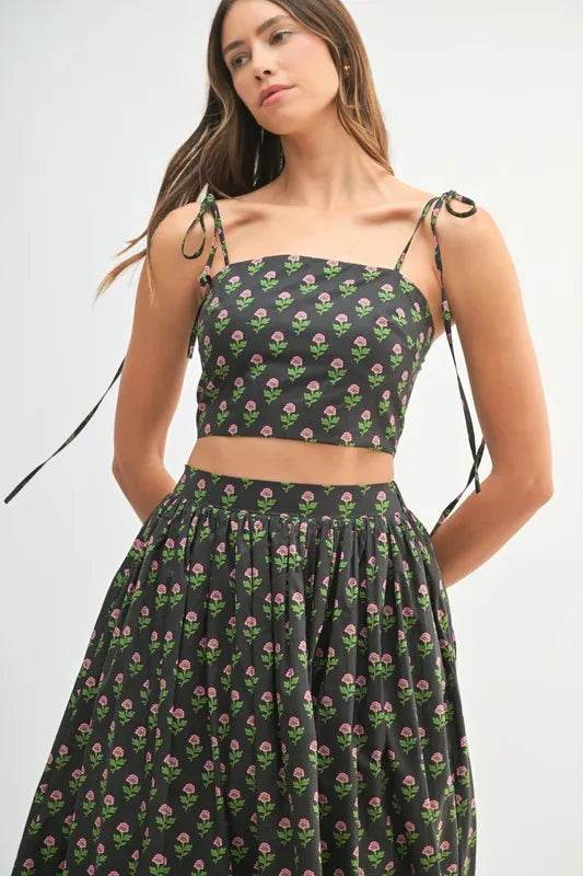 MABLE Floral Crop Top and Skirt Set - Tredona LLC