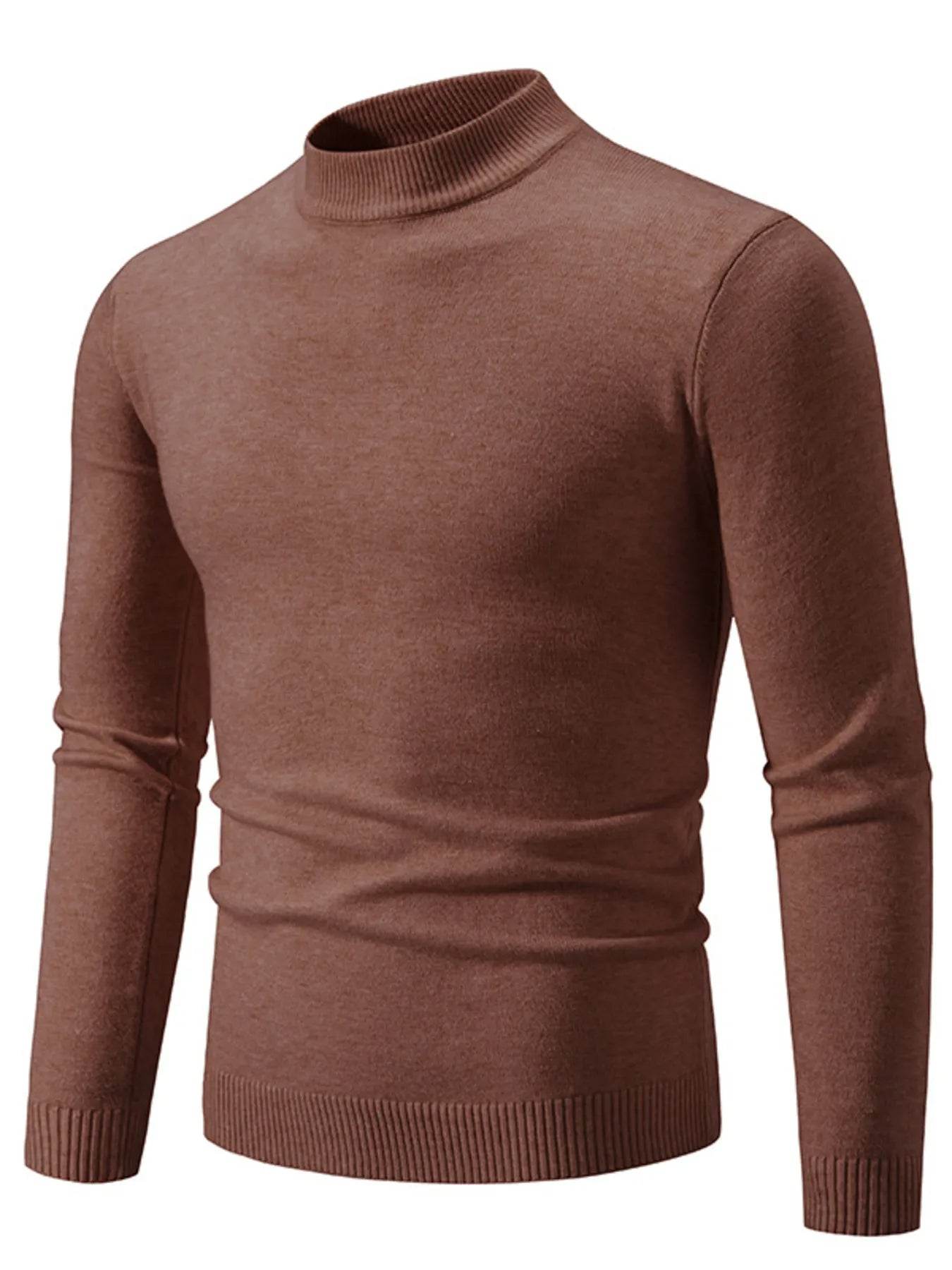 Men's Plus Size Ribbed Hem Mock Neck Long Sleeve Sweater - Tredona LLC