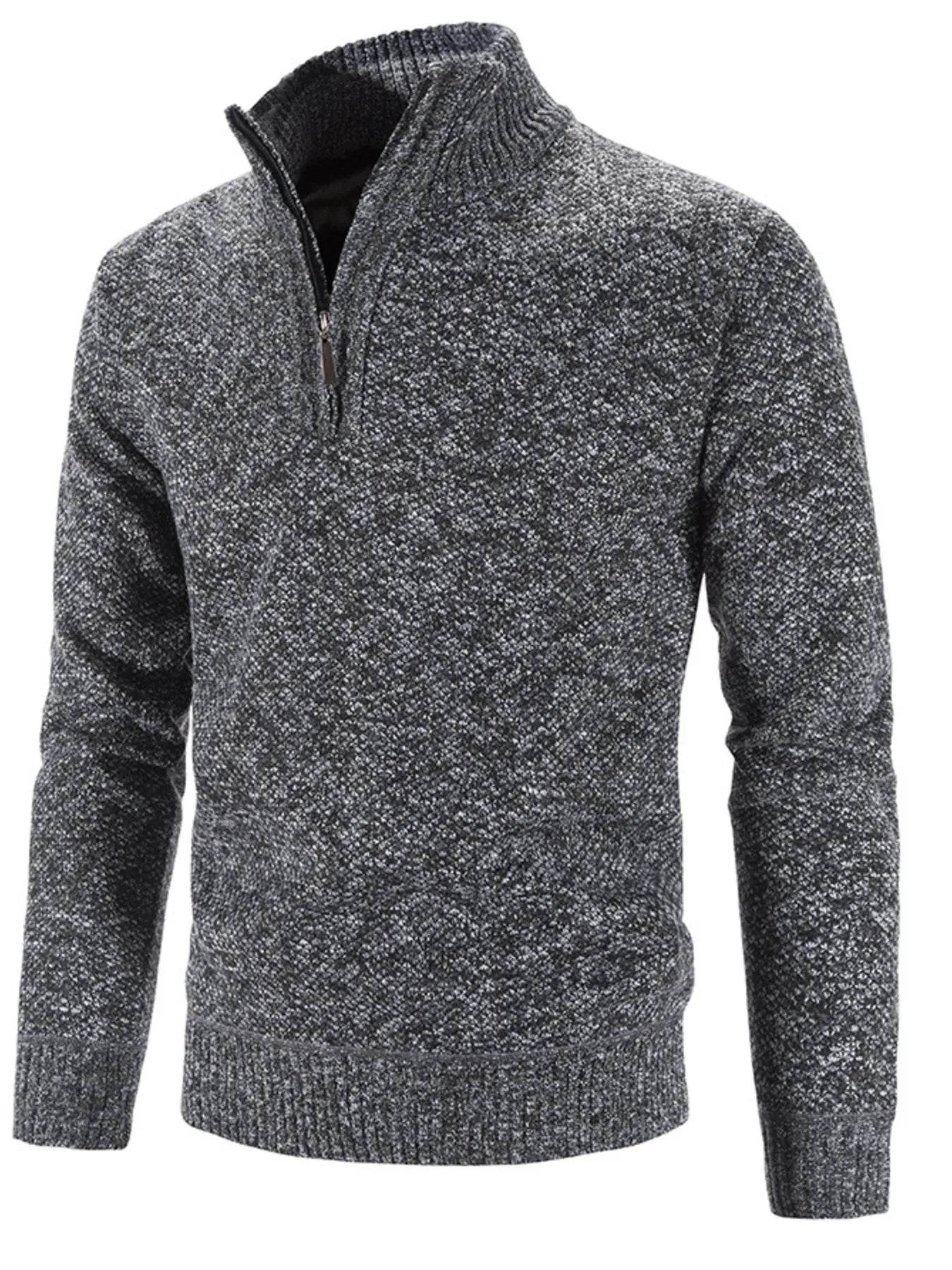Men's Plus Size Quarter Zip Long Sleeve Sweater - Tredona LLC