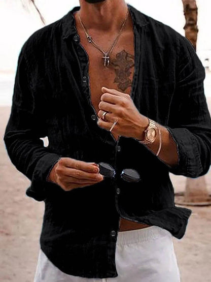 Men's Full Size Button Up Long Sleeve Shirt Plus Size - Tredona LLC