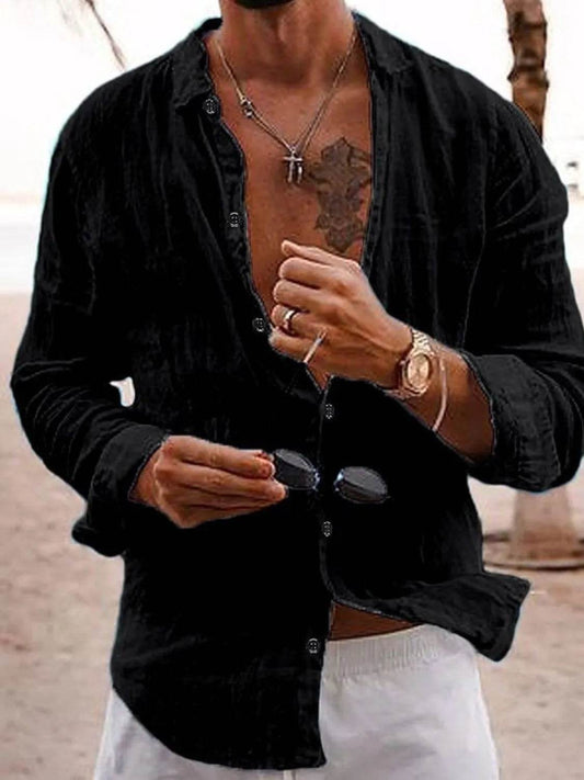 Men's Full Size Button Up Long Sleeve Shirt Plus Size - Tredona LLC