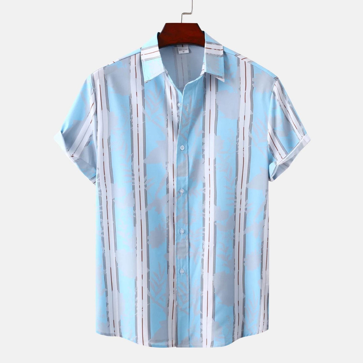 Men's Plus Size Casual Striped Short Sleeve Button-Up Shirt - Tredona LLC