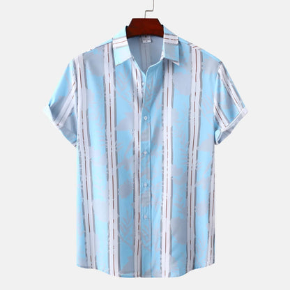 Men's Plus Size Casual Striped Short Sleeve Button-Up Shirt - Tredona LLC