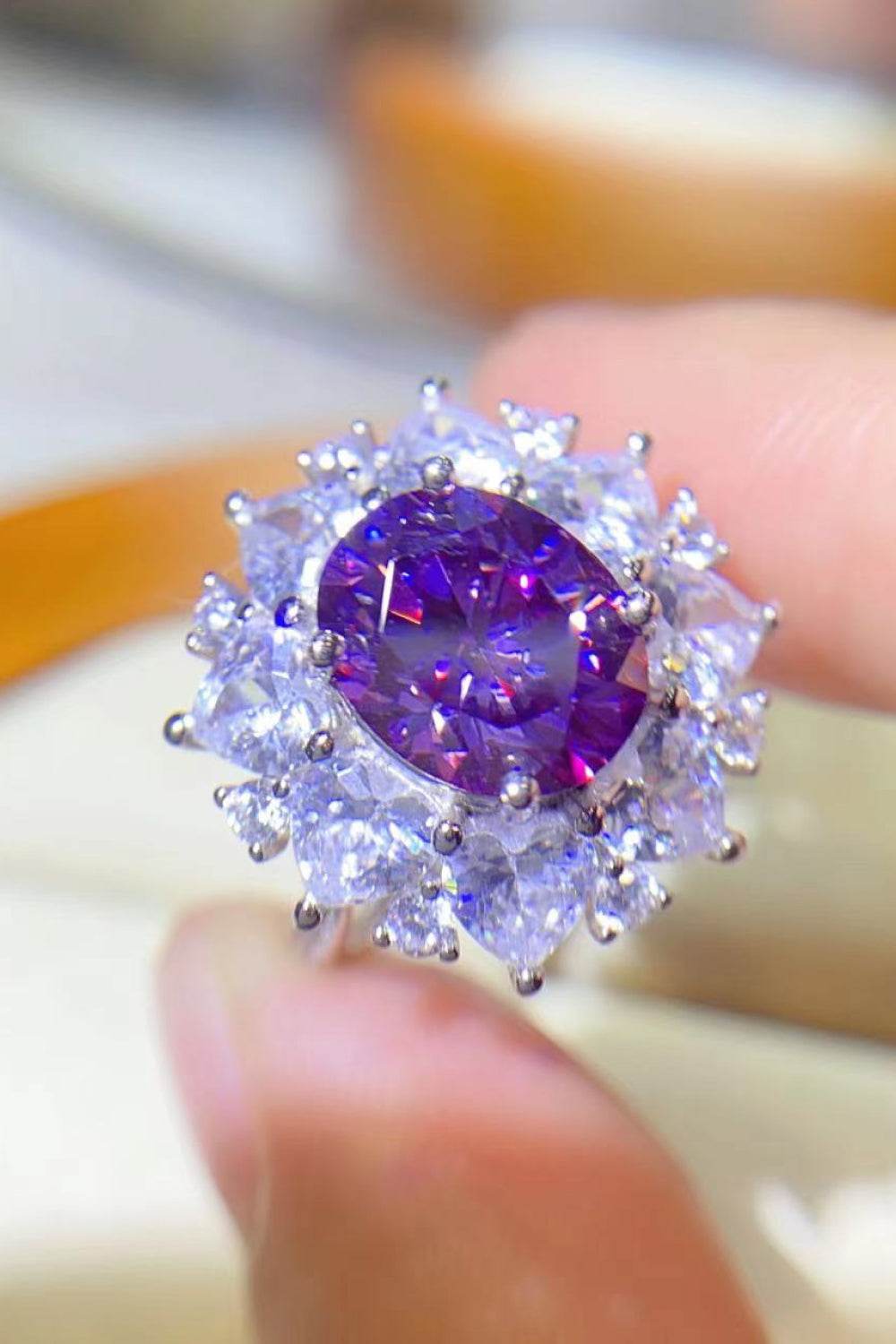 3 Carat Moissanite Platinum-Plated Ring - Tredona LLC