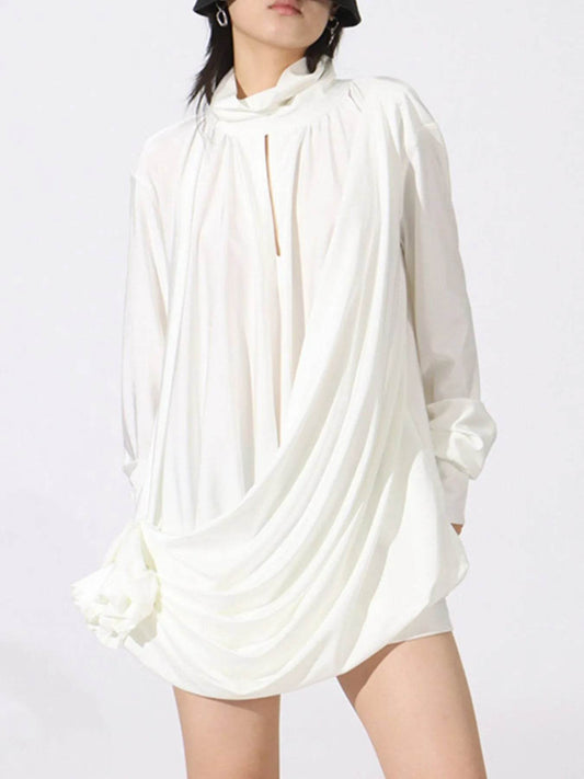 Ruched Long Sleeve Mini Dress - Tredona LLC