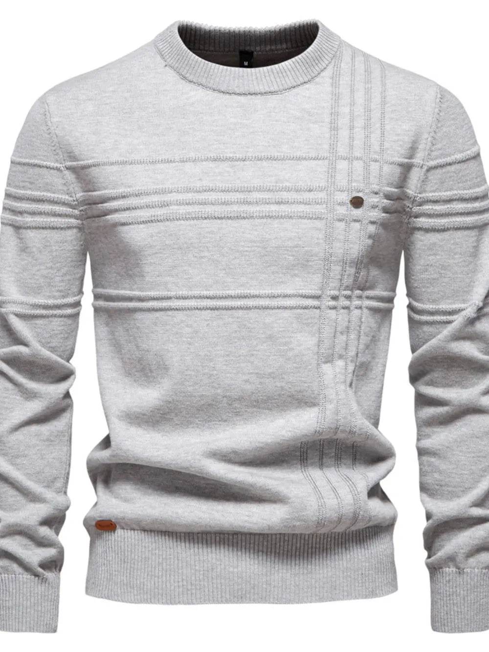 Men's Round Neck Striped Sweater - Tredona LLC