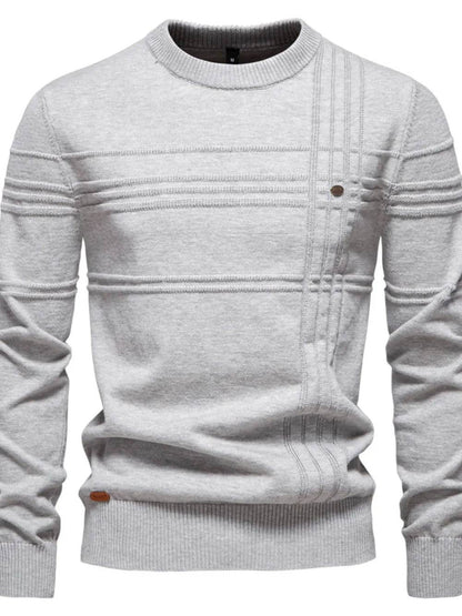 Men's Round Neck Striped Sweater - Tredona LLC